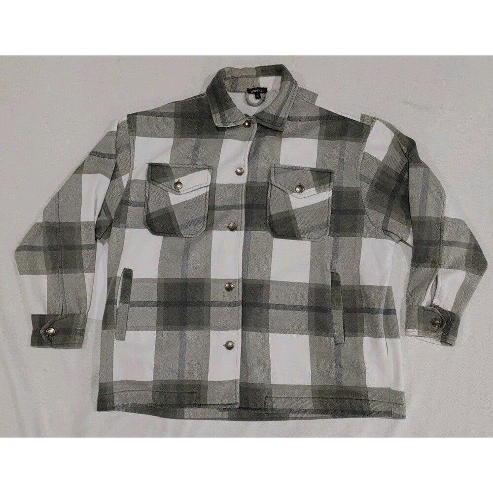 Boohoo Multicolored Flannel Jacket Women's Size Large